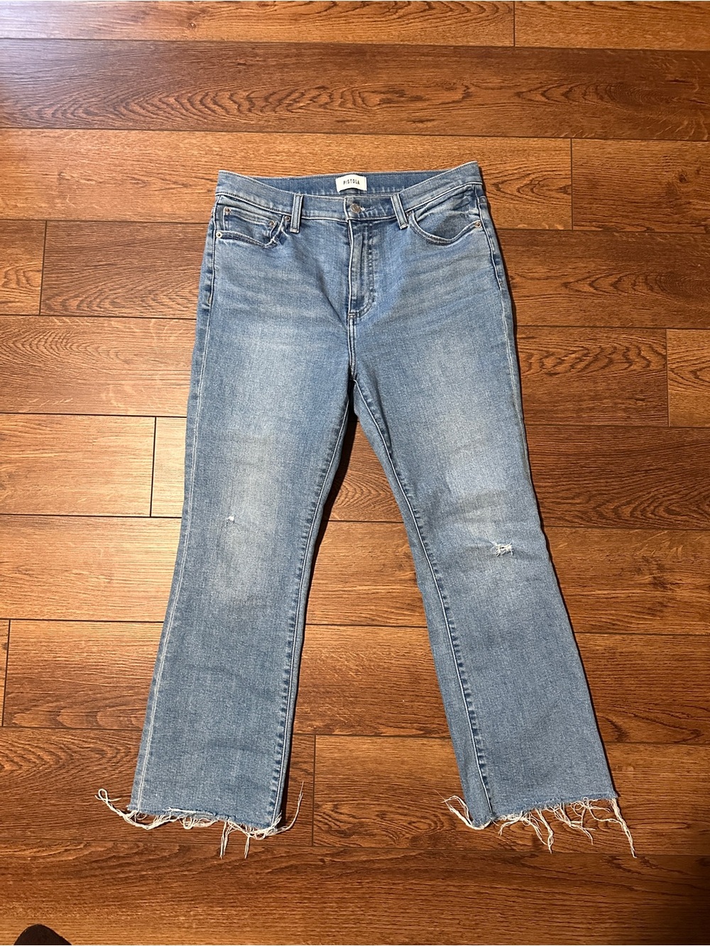 pistola Light Blue Straight Jeans with Raw Hem